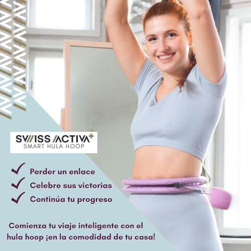 Swiss Activa+ S2 XXL Smart Hula Hoop Adulto - hasta 120 cm para Tallas Grandes XXL - No se Cae - Aro para Perder Peso para Mujeres - Hula Hoop Fitness con Peso