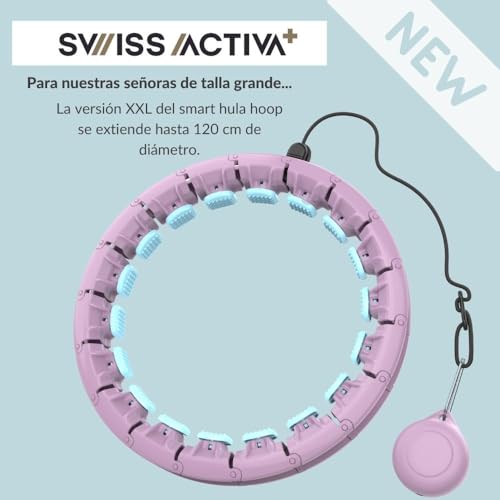 Swiss Activa+ S2 XXL Smart Hula Hoop Adulto - hasta 120 cm para Tallas Grandes XXL - No se Cae - Aro para Perder Peso para Mujeres - Hula Hoop Fitness con Peso