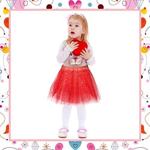 Syhood Falda de Tutú de Niñas de 2 a 8 Años de Tul de 3 Capas Falda de Ballet con Lentejuelas de Estrella de Baile (Rojo)