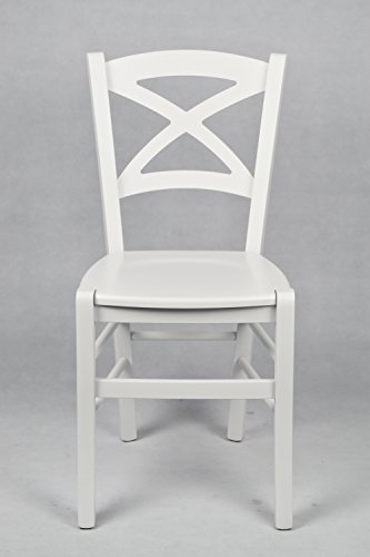 t m c s Tommychairs - Set 4 sillas Cross para Cocina y Comedor, Estructura en Madera de Haya barnizada Color Blanco y Asiento en Madera