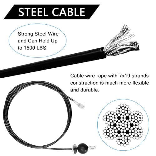 Taeku Cable de Acero para Fitness Muy Resistente 6mm Polea Cable de Acero de Repuesto Accesorios para Gym en Casa Equipo de Levantamiento de Pesas (2,0M)