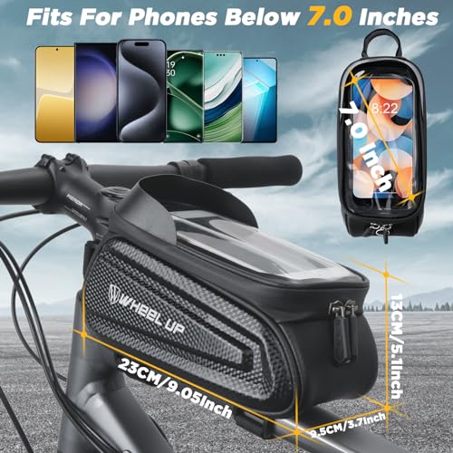 TAIKOUL Bolsa para Bicicleta Impermeable, 2L Bolsa Manillar Bicicleta con Pantalla Táctil Sensible a TPU Bolsa Bicicleta Cuadro Accesorios de Ciclismo para Teléfonos Inteligentes de hasta 7,0'