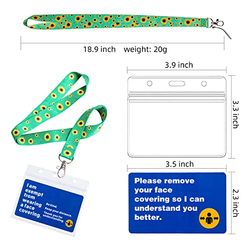 Tarjeta de exención, tarjeta de exención con cordón, insignia exenta con tarjeteros, soporte de plástico impermeable ajustable de longitud. (1 cordón + 1 tarjeta horizontal), verde
