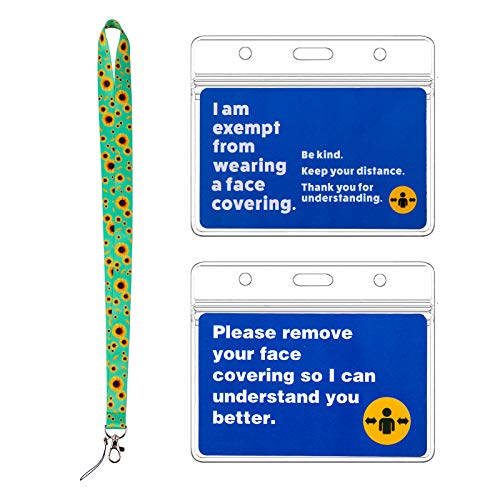 Tarjeta de exención, tarjeta de exención con cordón, insignia exenta con tarjeteros, soporte de plástico impermeable ajustable de longitud. (1 cordón + 1 tarjeta horizontal), verde