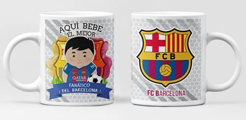 Taza Aqui bebe el mejor fanático del Barcelona. Taza de cerámica fútbol