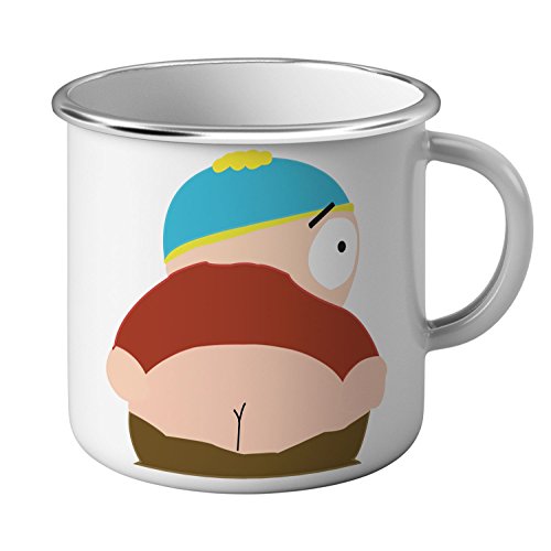 Taza de metal esmaltado, diseño humorístico de serie south park cartman muestra sus glúteos ass butt