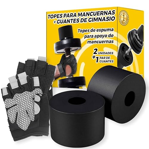 The Inventions Emporium Kit Topes Mancuernas con Guantes Gym Talla M - Calleras - Almohadilla Barra Gimnasio - Accesorios Gimnasio