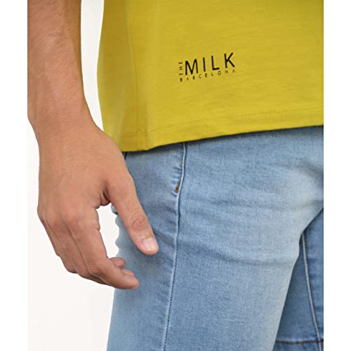 The Milk Barcelona Camiseta Gym Activewear Algodon Elastano con Detalles (Verde Oliva, S)