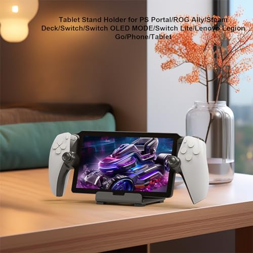 Tikhell Soporte para portal PS5, soporte de consola de juegos de mano de escritorio con soporte antideslizante para tabletas, soporte de máquina de juegos para PS5 Portal Steam Deck ROG Switch (negro)
