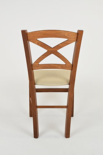 Tommychairs - Set 6 sillas Cross para Cocina y Comedor, Estructura en Madera de Haya Color Nuez Claro y Asiento tapizado en Tejido Color cáñamo