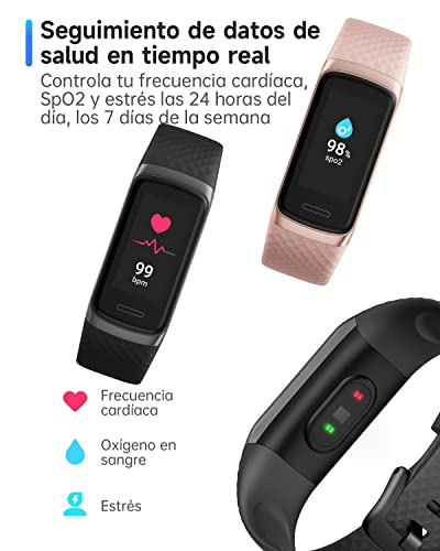 TOOBUR Pulsera Actividad Fitness con Pulsometro Monitor de Sueño 14 Modos Deportivos Impermeable Ip68 Cuenta Pasos Podometro Banda Compatible Android iOS Reloj Inteligente para Hombre Mujer
