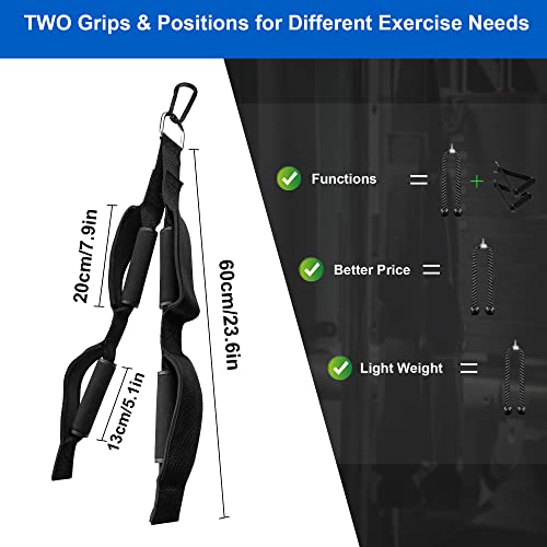 Topfinder Cuerda Tríceps, Agarres Gimnasio Poleas Gym Accesorios para Gym Fitness Lat Pulldown Biceps Tricep Rope (Cuerda Tríceps Extralarga con Asas)