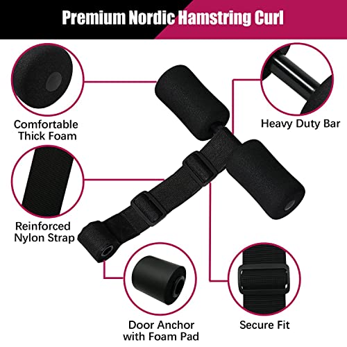 Topfinder Nordic Hamstring Curl Strap, Sit-ups Máquina de Entrenamiento de Muslos Piernas Abdominales Gimnasio Sentadillas AB Leg Hamstring Curls de Rodilla Ajustable 41,5 cm