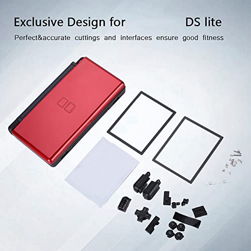 Topiky Carcasa de Repuesto para Nintendo DS Lite, Cubierta de Carcasa Protectora de reparación Completa para máquina de Juegos NDSL(Rojo)