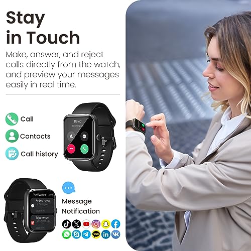 TOZO S3 Reloj Inteligente Hombre Mujer, Monitor de Fitness Tracker con frecuencia cardíaca, Oxígeno Sanguíneo y de Sueño IP68 Impermeable, Pantalla Táctil de 1.83" Compatible con iPhone y Android