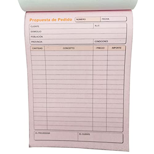 Tradineur - Talonario de pedidos con hojas autocopiativas, bloc, libreta para propuestas de pedido, presupuestos, negocios, tiendas, 20,7 x 14,5 cm