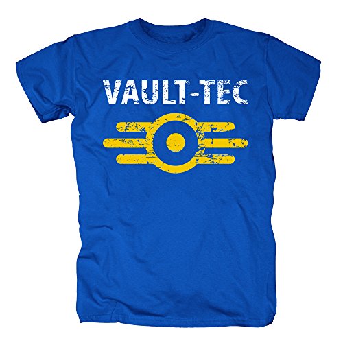 TSP Vault Tec Camiseta para Hombre T-Shirt XXL Azul Real
