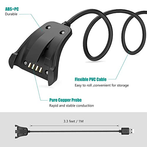 TUSITA Cargador Compatible con Tomtom Runner 2 3, Spark 1 3, Golfer 2 SE, Adventurer - Cable de Carga USB de 100 cm - Reloj Inteligente Accesorios
