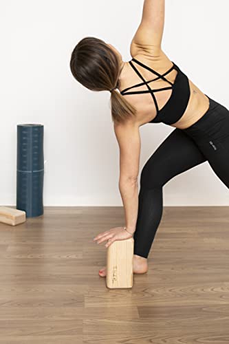 TWR ® - Bloque Yoga madera - Realizado 100% madera natural de pino insignis hecho en ESPAÑA. Taco Yoga o Ladrillo Yoga ecológico para Pilates, Meditación y Mindfulness- Tacto NATURAL.