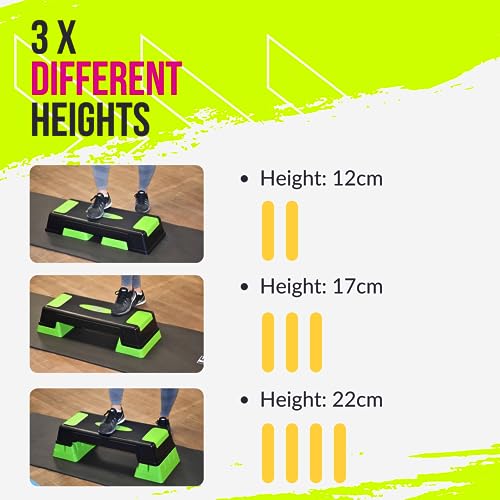 UFE Urban Fitness Adjustable Aerobic Step Material de Entrenamiento, Adultos Unisex, Charcoal/Green (Multicolor), Talla Única