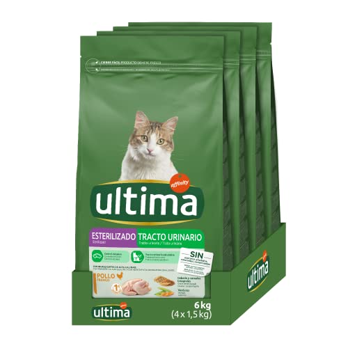 Ultima Esterilizado Tracto Urinario Pollo, Comida seca para gatos, Pack de 4 x 1,5kg, Total 6kg