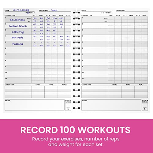 Ultimate Gym,Cuaderno de registros de entrenamiento, XL A5, cardio y notas, establecer objetivos y seguir el progreso – para hombres y mujeres (rosa)