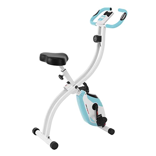 Ultrasport F-Bike 150, bicicleta estática, 8 niveles de resistencia, soporte para tableta, sensores de pulso de mano, plegable, ahorra espacio