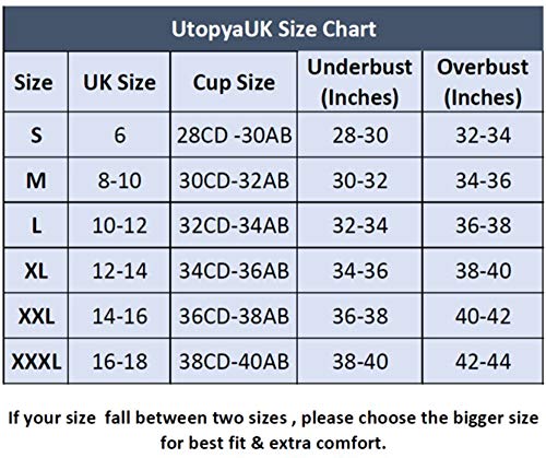 UtopyaUK Paquete de 3 Sujetadores cómodos Acolchados para Mujeres y niñas con Almohadillas para Yoga Bralette de elástico Chaleco Deportivo (3XL, 3 Negro)