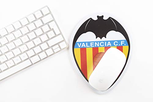 Valencia Club de Fútbol - Alfombrilla para Ratón - Forma y Colores del Escudo del Club - Base de Goma Antideslizante - Revestimiento Impermeable - Producto Oficial del Equipo