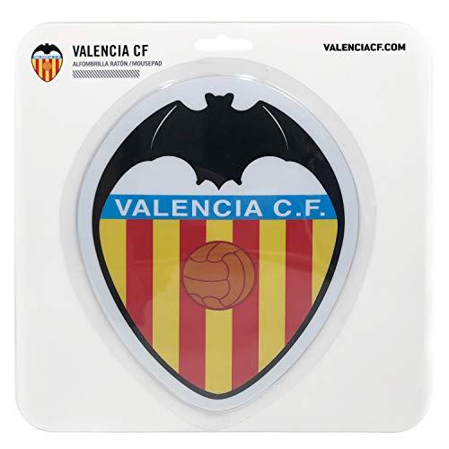 Valencia Club de Fútbol - Alfombrilla para Ratón - Forma y Colores del Escudo del Club - Base de Goma Antideslizante - Revestimiento Impermeable - Producto Oficial del Equipo