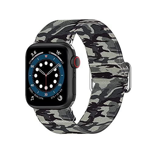VENTER Correa elástica Compatible con Apple Watch Band 44mm 42mm iWatch Series 6/5/4/3/2/1/SE Elástico Cinturón de muñeca Gris Camuflaje