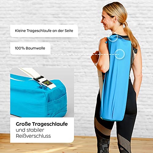 Vesta+ Bolsa de yoga para esterilla de yoga + aplicación de fitness, bolsa de yoga de algodón orgánico, bolsa de transporte con correa ajustable, la bolsa ecológica para esterilla de yoga para el plus