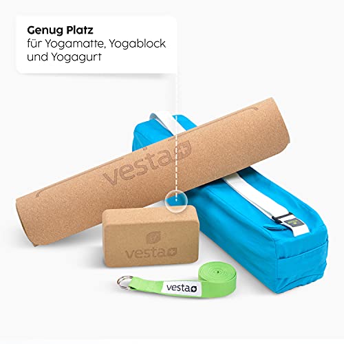 Vesta+ Bolsa de yoga para esterilla de yoga + aplicación de fitness, bolsa de yoga de algodón orgánico, bolsa de transporte con correa ajustable, la bolsa ecológica para esterilla de yoga para el plus