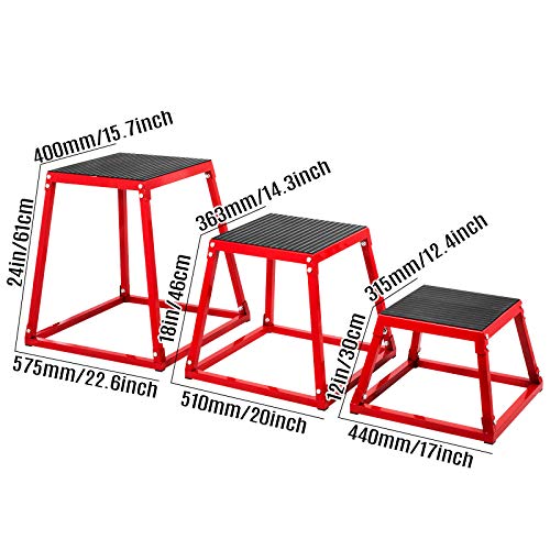 VEVOR Caja Plyométrica Excercise 30,5 cm Plataforma Plyometric Jump Box Ejercicio 18 'Cajas de Salto Plyometric 24' Set de Caja de Fitness para Entrenamiento de Salto (12', 18', 24')