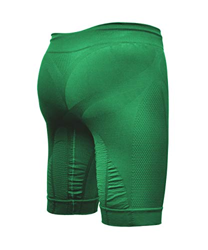 VibroShield Pantalones de compresión Hombres Cortos, Shorts, con 18 estructuras de Tela, Tela Funcional de 2 Capas, Cintura con cordón (Verde, XL)