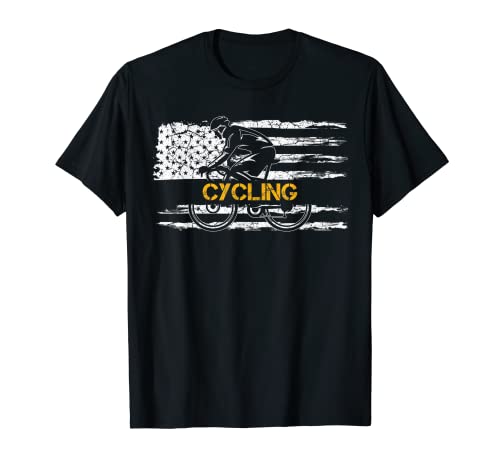Vintage USA bandera americana Ciclista jugador ciclista silueta Camiseta