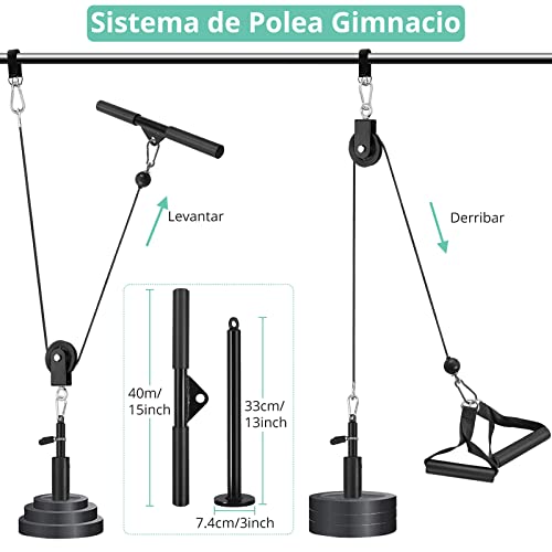 VINTEAM Kit de Cables de Poleas Sistema de Polea Gimnacio para Trabajar Bíceps, Tríceps, Hombros, Espalda Entrenamiento en Casa