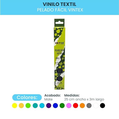 VINTEX - Vinilo Textil Turquesa 3 Metros - Fácil Pelado - Acabado Mate - Compatible con Todos Plótter de Corte - por Transferencia de Color - Libre de PVC - 25cm Ancho x 3m Largo