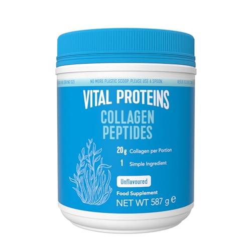 Vital Proteins Péptidos de Colágeno, complemento alimenticio en polvo, colágeno hidrolizado (Tipo I, III), sin sabor, para la piel, cabello, uñas, sin gluten, 20 g de colágeno por dosis, 587g