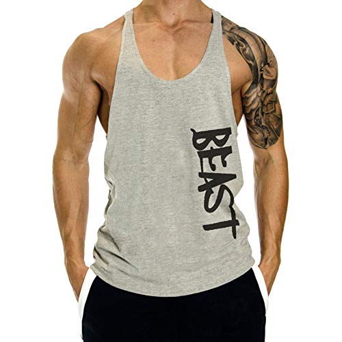 WAZZAP Beast Camiseta de Tirantes Hombre Sin Mangas de Algodón Deportiva Tank Top Gimnasio Fitness T-Shirts