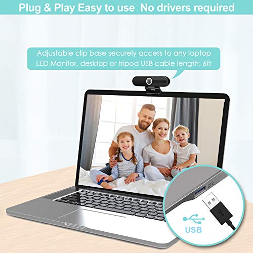 Webcam 4K HD con microfono, Webcam USB per Computer da 8MP con otturatore per la Privacy e treppiede, Webcam Pro in Streaming per PC CAM Mac Desktop Laptop per il gioco, la registrazione Video