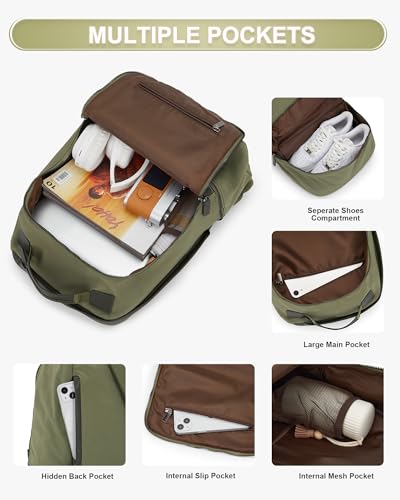 WEFLIER Travel Backpack mochilas de gimnasia para mujeres hombres mochila deportiva con compartimento para zapatos mochila de viaje para ordenador portátil