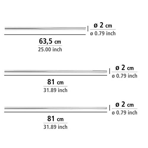 WENKO Barra angular universal cromado - varias longitudes, Ø 2 cm, Aluminio, 2 x 2 cm, Cromo