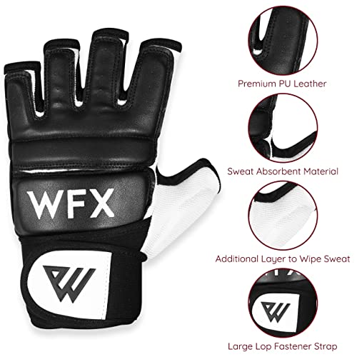 WFX Guantes de boxeo para saco de boxeo, guantes de karate, artes marciales, artes marciales, lucha, muay thai (M, negro)