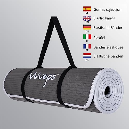 Wueps Esterilla Deporte, Yoga, Pilates, Ejercicios, incluye correa de hombro y bolsa de transporte, ideal para realizar deporte en casa, yoga mat 10mm, esterilla yoga, NBR ecologico