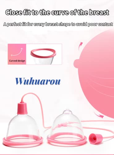 Wuhuarou copa de pecho pasa bajo presión negativa de vacío,Estimulador de aumento de pecho,Máquina de masaje de pecho antiflacidez-C04 (13.5cm,Taza doble)
