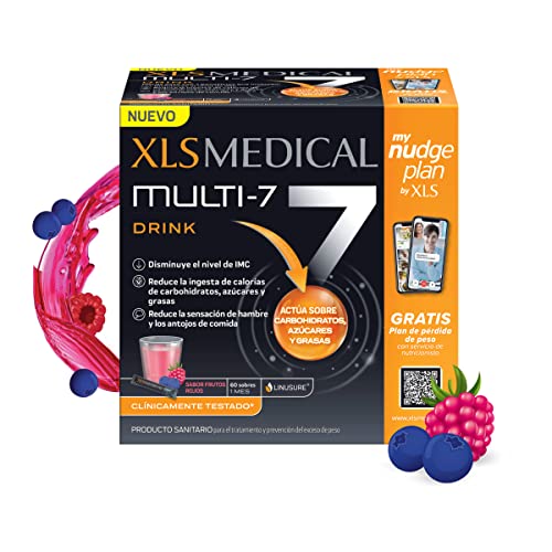 XLS Medical Multi-7 Drink - Actua sobre carbohidratos, azúcares y grasas, 2 sesiones Servicio de Nutricionista, origen natural, 60 sobres solubles