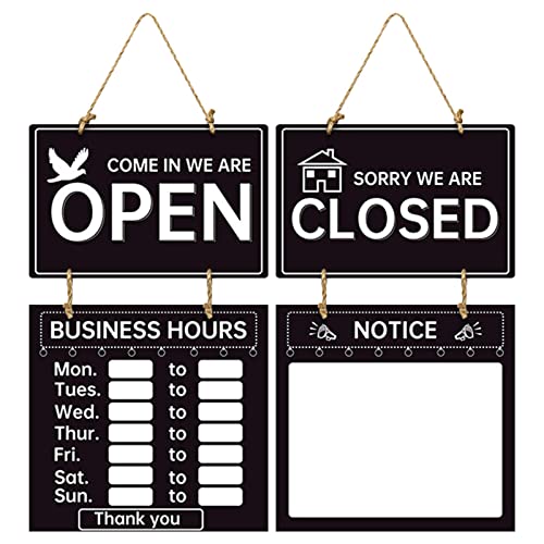 Yeeda Letrero de horario de negocios, cartel abierto cerrado, señal de doble cara para empresas, placas de bienvenida decorativas para tiendas, tiendas, gimnasio