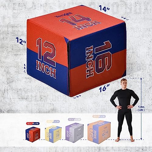 Yes4All Caja pliométrica 3 en 1, núcleo de madera, caja pliométrica de espuma para ejercicio, entrenamiento pliométrico, disponible en 4 tamaños