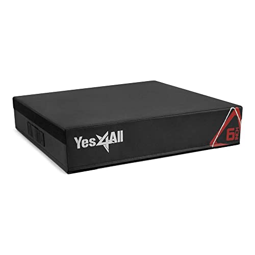 Yes4All Caja pliométrica blanda/caja de salto pliométrica – Caja pliométrica ajustable/caja pliométrica de espuma para entrenamiento de salto, fitness y acondicionamiento (6 pulgadas, negro)